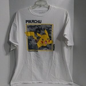 Nintendo Pokemon Pikachu Men's White and Yellow Graphic T-Shirt *GUC*